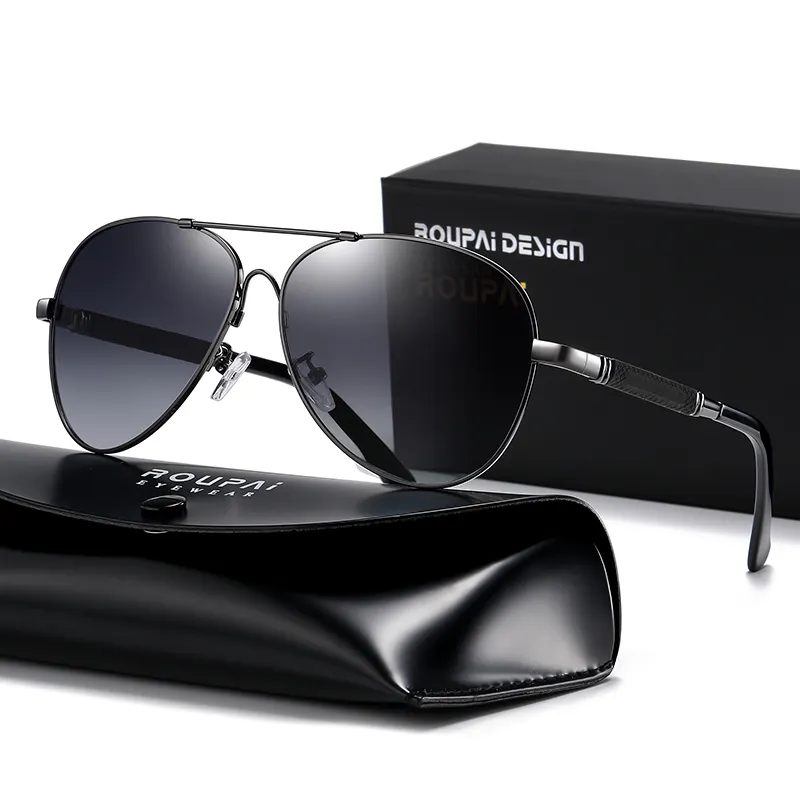 2024 nouvelle version en gros lunettes de soleil à la mode pour hommes photochromiques verres polarisés lunettes de soleil classique pilote Style lunettes de soleil