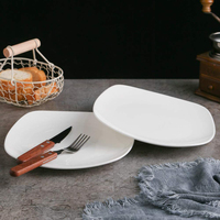 Ensemble d'assiettes à dîner carrées, noir et blanc, vaisselle en mélamine, pour Restaurant, 6 pièces