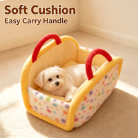 Lit pour animaux de compagnie portable avec poignée, semi-fermé, chaud et doux, en forme de sac à main, rembourré en coton perlé, pour le sommeil des chats et des chiens, idéal pour l'intérieur et les voyages