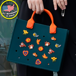 Waterproof Creative EVA Tote Bag for Women with Charm Holes Clog Charms DIY Waterproof Tote Handbag for Daily Bag Handbags