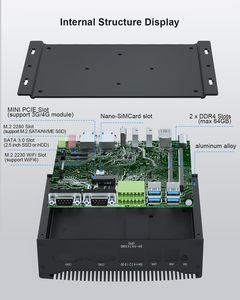 Mini PC Industrial sin Ventilador, 2HD+DP, Pantalla Triple, 2RJ45 LAN, GPIO, WiFi, BT, Win11, Linux Ubuntu, Core I5 10210U (hasta 4.20 GHz) - Product Image 4