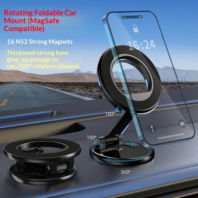 Siying Compatible for for Car Phone Mount 360 Rotatable Foldable Strong Magnetic Hands-Free Holder Model H600