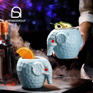 Personalità creativa elefante occhiali da Cocktail blu fatti a mano in ceramica Tiki tazza di vino bicchiere da Cocktail - Product Image 1