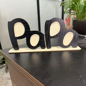 กรอบรูปไม้สำหรับวันพ่อ รูปทรงตัวอักษร Papa Dad ของตกแต่งบนโต๊ะ ของขวัญรูปภาพส่วนตัวสำหรับคุณพ่อจากเด็กๆ - Product Image 5