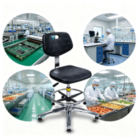 Chaise de laboratoire ESD moderne avec roulettes pivotantes réglables, dossier en polyuréthane, pour hôpital, laboratoire, école, atelier