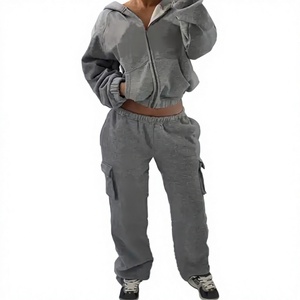 ACID WASH Two Piece Set Distress Embroidery 100 Cotton Sweat Pants <b>Ladies</b> 2 Piece Set Outfits 2026 - Product Image 2