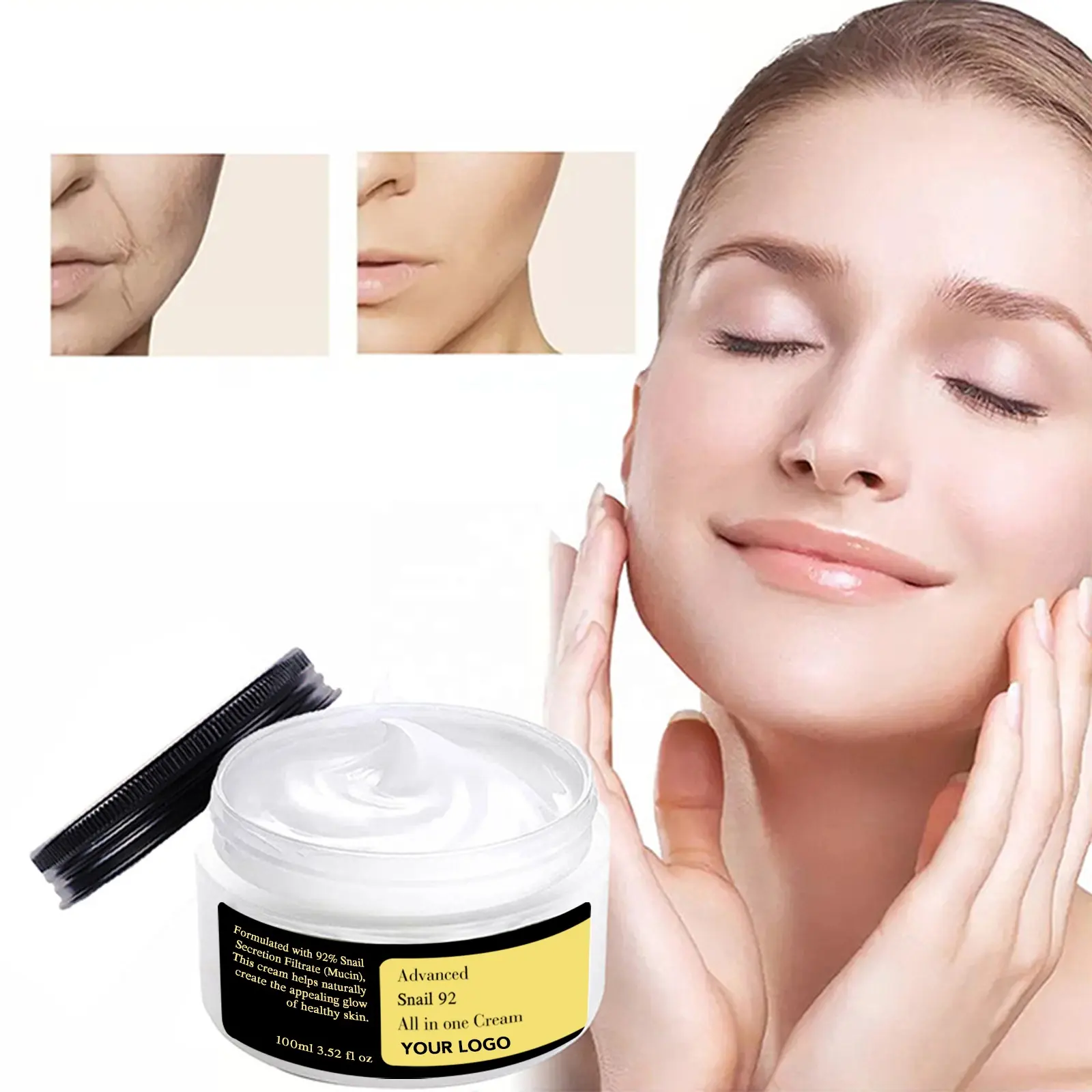 Crème solaire d'escargot de soin de marque privée crème de merlan pour le visage et le corps crème pour le visage des hommes