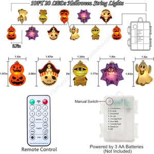 Luces Navideñas al por Mayor Howlighting de Alta Calidad, Decoraciones Festivas de Halloween, Cadena de Luces LED con Diseño de Calabaza, Murciélago y Araña - Product Image 5