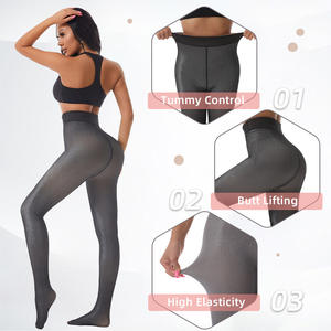 <span class=keywords><strong>Collant</strong></span> metallizzati argento lucido con fodera <span class=keywords><strong>in</strong></span> <span class=keywords><strong>pile</strong></span> magico, leggings a vita alta da donna - Product Image 2