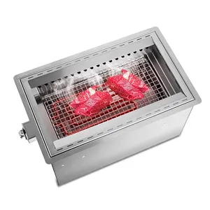 Horno de barbacoa eléctrico japonés de acero inoxidable, olla caliente comercial para restaurante, parrilla de barbacoa semicerrada fácil de limpiar