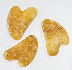 Masseur facial en jade jaune citrine naturel, logo personnalisé, massage gua sha - Product Image 1