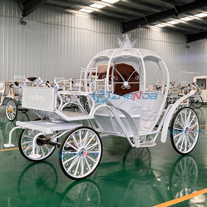 Carrello elettrico o trainato da cavalli di zucca bianca carrozza trasporto speciale per le visite di nozze carretto di cavalli personalizzato - Product Image 3