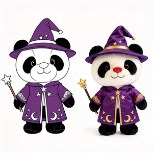 Peluche de Panda <span class=keywords><strong>Mago</strong></span> para Halloween 2026, Lindo Peluche de Panda con Disfraz Morado, Peluche Suave de Panda con Ropa de <span class=keywords><strong>Mago</strong></span> para Fiestas Infantiles - Product Image 1