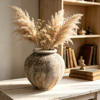 Vas Magnesium Oksida Rustic, Vas Resin Dekoratif Vintage, Vas Keramik untuk Dekorasi Rumah Gaya Farmhouse, Hiasan Meja