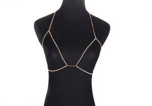 Hot Sale Women Summer Beach Bikini Bra Body <strong>Chain</strong> Silver <strong>Gold</strong> Plated Sexy Rhinestone Body <strong>Chain</strong> <strong>Tops</strong> - Product Image 2