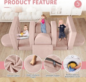 Sofá Modular para Niños Pequeños de 12 Piezas con 2 Cojines Triangulares y 4 Arcos, Sofá Seccional de <span class=keywords><strong>Espuma</strong></span> <span class=keywords><strong>Plegable</strong></span> para Niños, Muebles para Sala de Juegos - Product Image 3