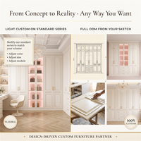 Armoire dressing en bois massif blanc crème de style européen avec coiffeuse, mobilier d'intérieur de villa moderne et luxueux