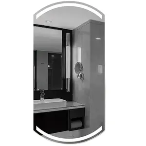 Espejo irregular de baño inteligente montado en la pared decorativo con sensor táctil sin montura de arco con luz Led