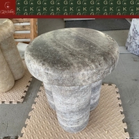 Table d'appoint ronde en travertin gris argenté GOLDKING pour salon, canapé, meubles en pierre sur mesure, décoration de luxe pour la maison