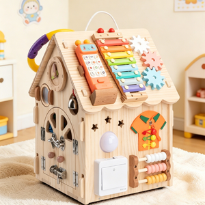 Centro de Actividades Sensoriales Montessori 32 en 1, Casa de Actividades de Madera para Niños Pequeños, Aprendizaje de Habilidades para la Vida - Product Image 6