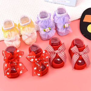 Hot Bán Bé Vớ Mềm Mại Thoáng Khí Ren Xù Dệt Kim Vớ Chống-Trượt Vớ Giản Dị Cho 0-3 Tháng 6-12 Tháng Cho Mùa Thu - Product Image 1