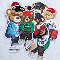 Patch en tissu brodé motif ours de dessin animé, pour serviette, sweat-shirt à manches courtes, sac décoratif, personnalisable