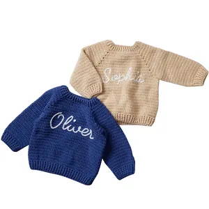 Algodão orgânico malha camisola do bebê eco amigável bordado personalizado camisola do bebê atacado Knit Baby Jumper Toddler Sweater