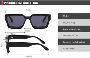 Süper sıcak gözlük moda 2023 tıknaz kare güneş gözlüğü özel logolu güneş gözlükleri - Product Image 6