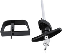 Kit de verrouillage de porte de hangar noir, poignée en T avec 4 clés de stockage, ensemble de verrouillage de quincaillerie de porte de hangar, tige de 4.5 pouces
