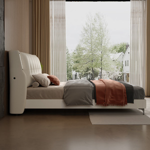 <span class=keywords><strong>Lit</strong></span> double italien <span class=keywords><strong>de</strong></span> luxe moderne et léger en cuir <span class=keywords><strong>de</strong></span> qualité supérieure pour adultes <span class=keywords><strong>Lit</strong></span> King Size rembourré doux au design artistique simple pour maître - Product Image 3