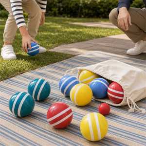 <span class=keywords><strong>Jeu</strong></span> <span class=keywords><strong>de</strong></span> boules <span class=keywords><strong>de</strong></span> <span class=keywords><strong>pétanque</strong></span> en bois pour pelouse, jardin et extérieur avec sac à cordon - Product Image 4