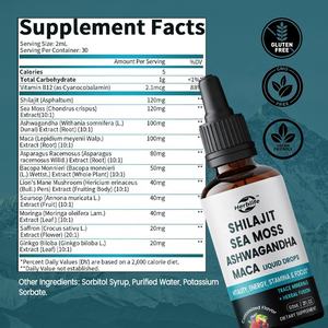 Gotas Líquidas de Shilajit de Marca Privada OEM con Musgo Marino, Ashwagandha, Zinc, Vitaminas Líquidas de Magnesio para Mujeres y Hombres - Product Image 2