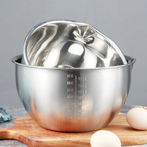 Bol Mélangeur de Boulangerie en Gros avec Bec Verseur en Acier Inoxydable, Récipient Alimentaire de Cuisine pour Pâtisserie, Ensemble de Bols à Salade - Product Image 3