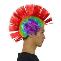 Perruque synthétique de fête amusante en gros d'usine, perruque complète sans dentelle, perruque mohawk en coquille de coq
