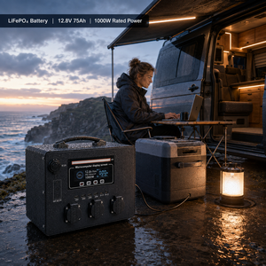 Station d'alimentation portable étanche 1000W, générateur solaire, batterie 12.8V 75Ah, alimentation de secours pour le camping en plein air - Product Image 6