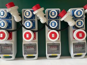 LX thương hiệu IP67 hộp phân phối bảng điều khiển ổ cắm 110V 2P + E 3pin 16A 32A ứng dụng công nghiệp màu vàng làm bằng nhựa - Product Image 4