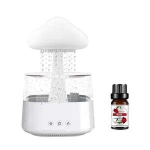 Mushroom Shape Humidifier Water Drop Sound Nightlight Relax Raindrop Aroma Essential Oil Humidifier Rain Cloud Diffuser
