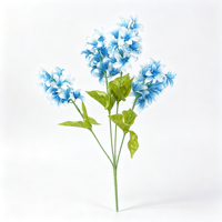 Bouquet de fleurs artificielles réalistes bleu et blanc, tiges en plastique, feuilles vertes, décoration pour la Saint-Valentin, Pâques, la maison, les mariages et les fêtes