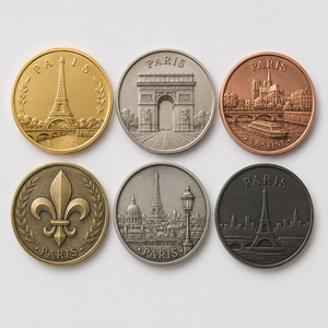 Moneta Commemorativa di <span class=keywords><strong>Parigi</strong></span> Personalizzata all'Ingrosso di Alta Qualità, Souvenir in Metallo 3D con <span class=keywords><strong>Torre</strong></span> Eiffel, Regalo Turistico Francese - Product Image 1