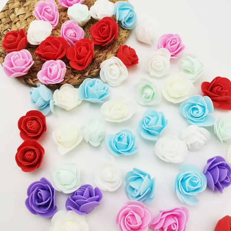 (50 unidades/pacote) 30mm Espuma Rose Head Casamento Decoração de Casa Handmade DIY Party Gift Box Flores Artificiais Suprimentos Wreath Craft