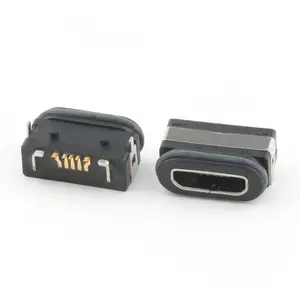 5 Pin konektor USB mikro wanita, USB mikro Tipe B tahan air IP68 konektor Wanita