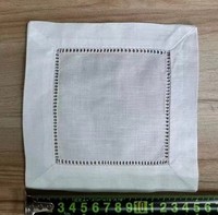Moukeren 12-delige vierkante linnen cocktail servetten 6x6 inch herbruikbaar met zoom voor restaurant, Valentijnsdag, verjaardag, dagelijks gebruik