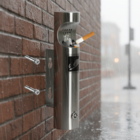 Cendrier mural commercial en acier inoxydable de 6,2 cm de diamètre, récipient à cigarettes extérieur, colonne à cendres fine pour zone de fumeurs publique