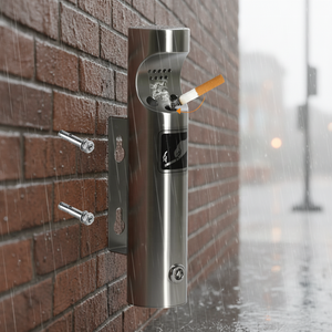Asbak Dinding Stainless Steel Komersial Diameter 6.2cm, Tempat Sampah Rokok Luar Ruangan, Tiang Abu Ramping untuk Area Merokok Umum - Product Image 1