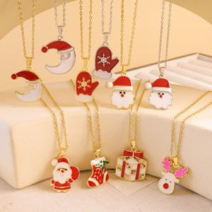 SongYi女性用クリスマスコレクションペンダント雪だるまツリー帽子ブーツベルステンレスネックレス - Product Image 2