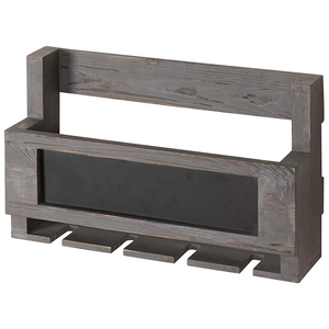 Rustic Grey Wood Wall Mounted Wine Glass and Bottle Rack with Chalkboard Wooden Wine Storage Rack Home Wall Decor Display Stand