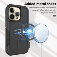Casing pengisi daya nirkabel, sarung HP baja tahan guncangan, kompatibel untuk Apple 14 Pro