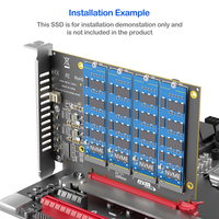 بطاقة محول PCIe X16 بـ 4 منافذ M.2 NVMe، تتطلب تقسيم PCIe للاستخدام المكتبي، تدعم أقراص SSD مقاس 2230/2242/2260/2280، متوفرة في المخزون