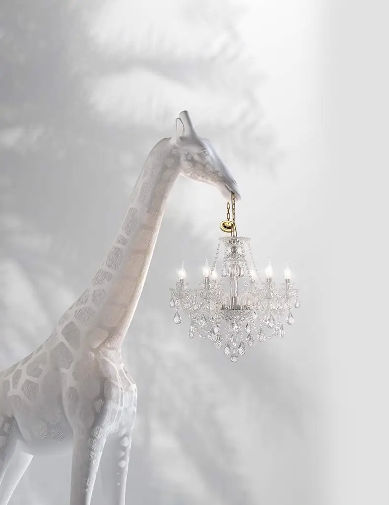 Animal Shape Shape Modern glass fiber reinforced plastics Giraffe holding Chandelier for Hall Living Room