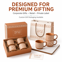 Taza de Café de Cerámica Terracota con Relieve, Taza de Té de Gres Personalizada, Caja de Regalo Ecológica, Precio de Fábrica al por Mayor